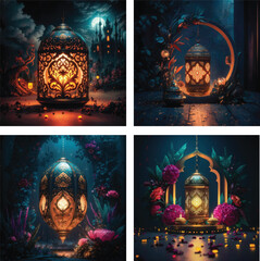 Glamorous Ramadan Blessings Moonlit Lanterns and Celestial Magic