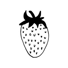 Hand drawn berry on isolated background.Strawberry in doodle style.Vector.