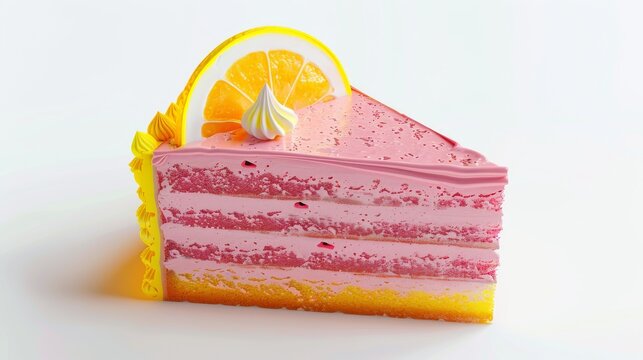 Vibrant 3D Render of a Lemon Pink Cake