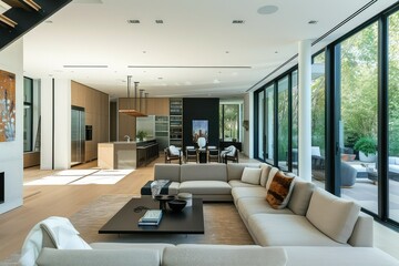 Minimalist Elegance: A Modern Living Room with Sleek Furniture and Clean Lines.
