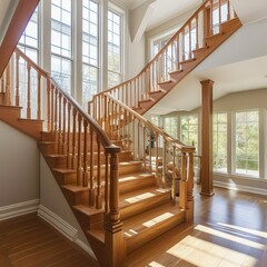 Poplar painted white traditional staircase.