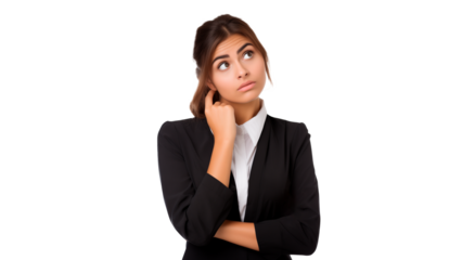 Young woman expression doubt cut out