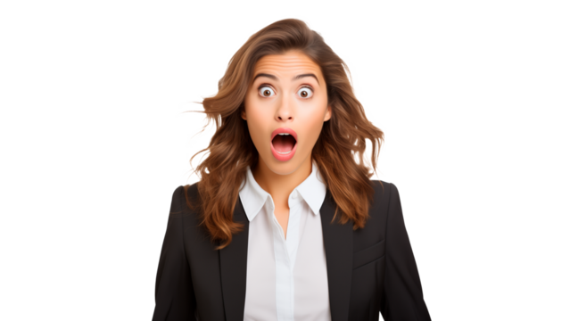 Young woman expression shock cut out