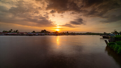 Sunset over the river