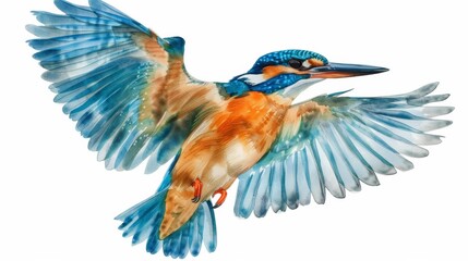 Kingfisher in Watercolors Beauty - obrazy, fototapety, plakaty