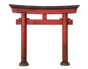 Fotobehang Torii Gates Japanese Tori Gate isolated. Japanese Torii gate. Realistic Symbol of Japan, shintoism religion.  © POSMGUYS