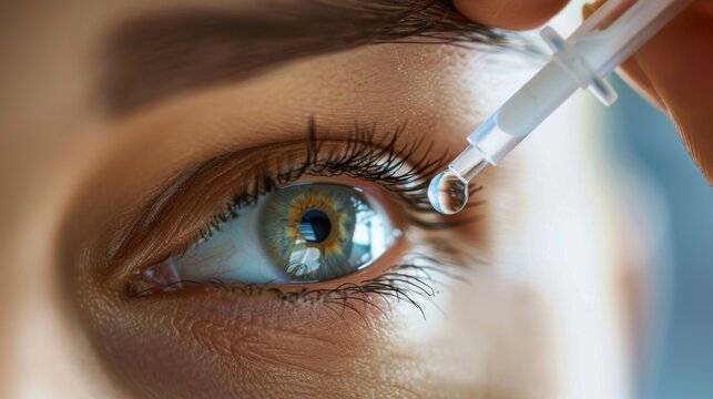 Applying Eye Drops for Dry Eyes Close-Up
