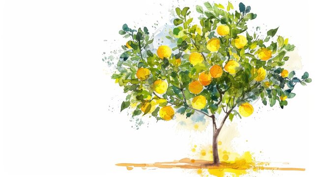 Lemon tree in watercolors