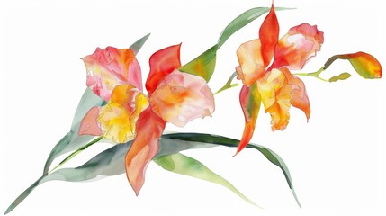 Fototapeta na wymiar Orchid in watercolors