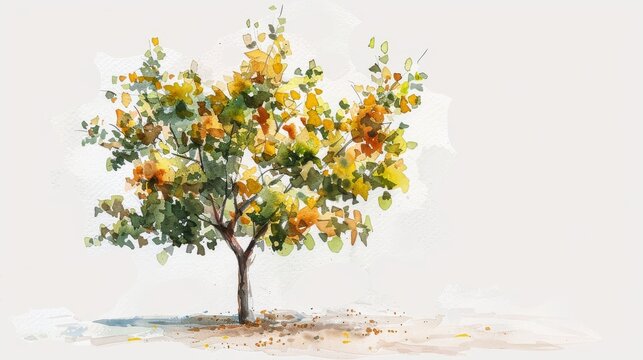 Tranquil Pear Tree Painting