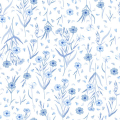 Cute floral pattern. Seamless vector texture. An elegant template for fashionable prints. Print with lilac and pink flowers.