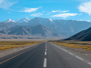 Desert Roadway to Mountain Horizon