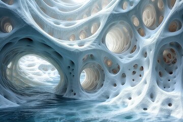 Innovative 3D abstraction merging technology-inspired elements with organic forms.