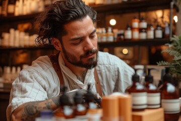 Exquisite grooming experience with a barber in a stylish shop