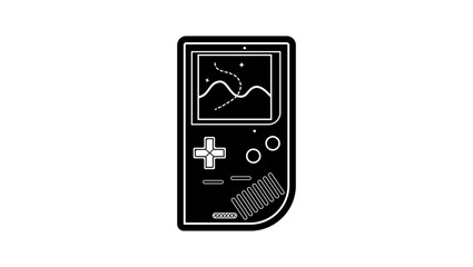 handheld gaming retro device, black isolated silhouette