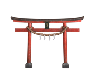 Japanese Tori Gate isolated. Japanese Torii gate. Realistic Symbol of Japan, shintoism religion.