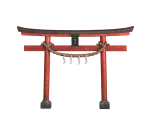 Fotobehang Japanese Tori Gate isolated. Japanese Torii gate. Realistic Symbol of Japan, shintoism religion. © POSMGUYS