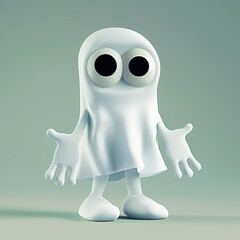Adorable Cartoon Ghost 3D Character Illustration