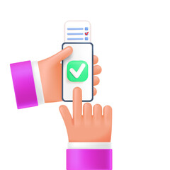 Internet voting concept 3d style. Selecting political candidate in your phone app.