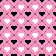 seamless pattern with hearts and dots isolated on pink background