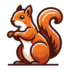 Fototapeta premium Cute squirrel full body character vector illustration, fluffy adorable squirrel chipmunk design template isolated on white background
