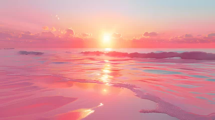 Poster sunrise over the sea. Generative AI  © HUIWON
