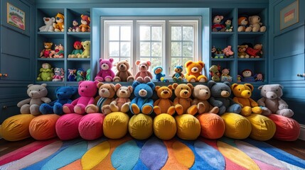A range of cute colorful stuffed toys
