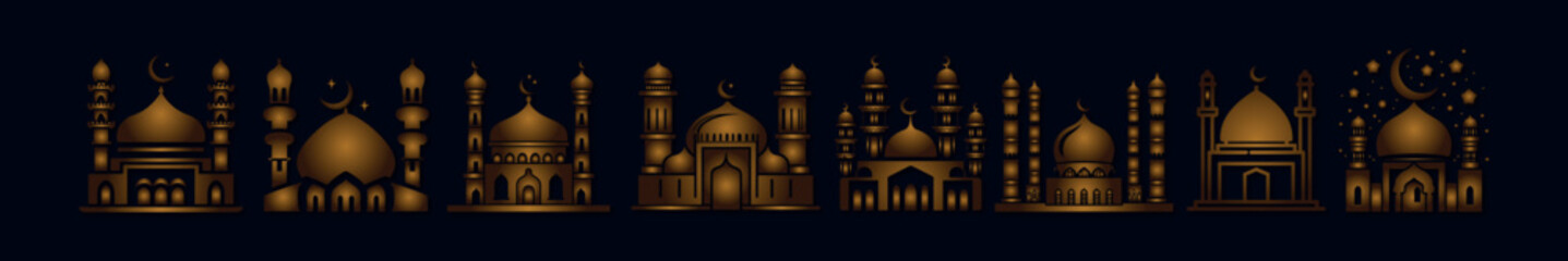 set of collection mosque vector design