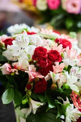 Flower arrangement from a florist, bouquet. A gift and decoration of an event or holiday.