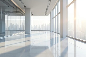 Fototapeta premium Empty office with large windows