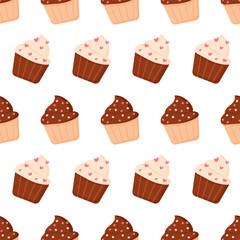 Sweet and tasty cupcake seamless pattern vector illustration