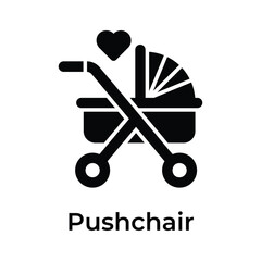 Trendy unique icon of baby pushchair, baby buggy, stroller, baby carrier - obrazy, fototapety, plakaty