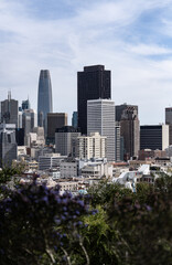 San Francisco city skyline black and white