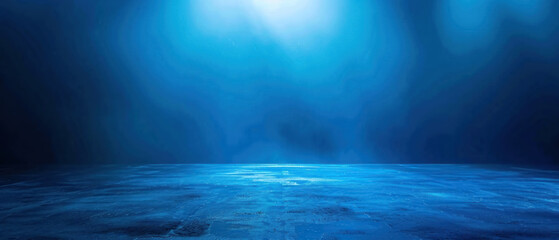 Deep blue gradient background with spotlight effect, product showcase or dramatic portrait - obrazy, fototapety, plakaty
