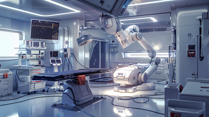 Robot Surgery, Operating Rooms, hibrid technology - obrazy, fototapety, plakaty