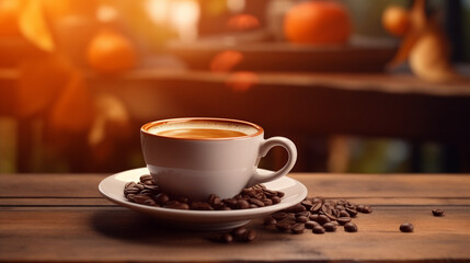 Obraz premium Cup of Coffee and Beans: Aromatic Morning Drink