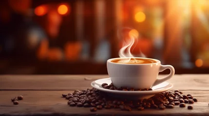 Photo sur Plexiglas Café Cup of Coffee and Beans: Aromatic Morning Drink
