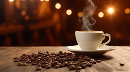  Cup of Coffee and Beans: Aromatic Morning Drink © Akharadat