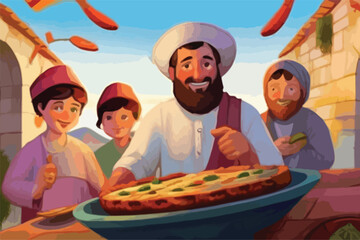 Obraz premium group of people celebrating Passover 
