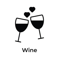 Wine glasses, toasting, premium icon of cheers in trendy style
