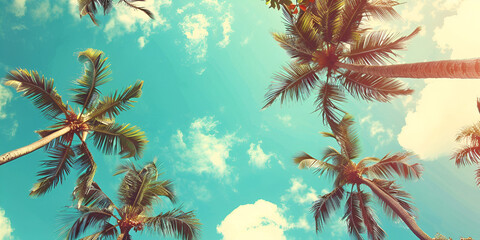 Fototapeta na wymiar tropical background Palm Trees Vintage