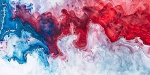 Background Texture Pattern in the Style of Red, White, and Blue, Swirling Marble Ink Fluid Elegance created with Generative AI Technology