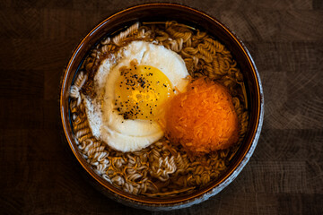 Instant noodles with egg and carrot