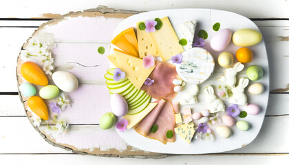 Fototapeta premium Springtime Delight: A Festive Charcuterie Board for Easter
