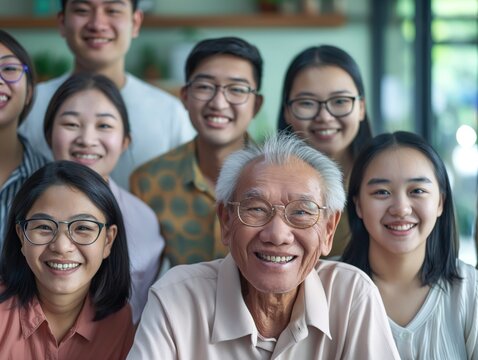 Portrait Of A Large Asian Family