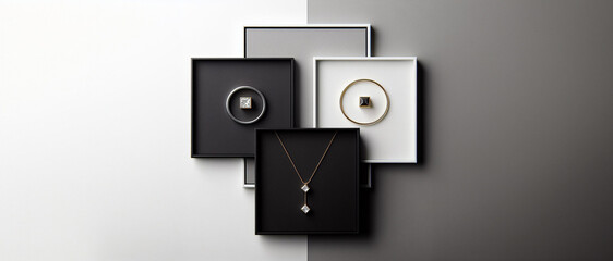 Coffret bijoux modernes, noir et blanc