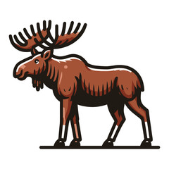 Fototapeta premium Moose buck elk full body vector illustration, zoology illustration, wild animal moose design template isolated on white background