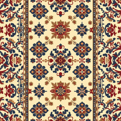 Ethnic ikat seamless pattern geometric abstract designs with traditional motifs.