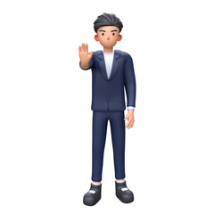 3D Businessman showing stop gesture
