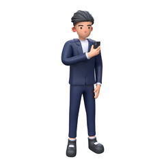 3D Businessman using phone